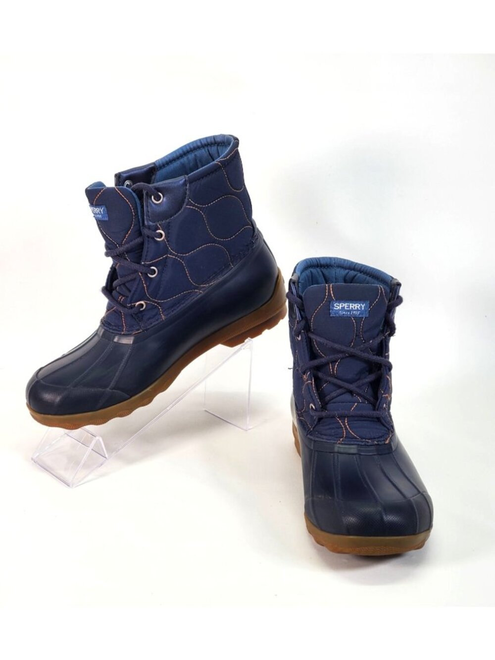 Sperry Girl's Blue Fabric/ Rubber Port Duck Waterproof Boots Size 5M 1346